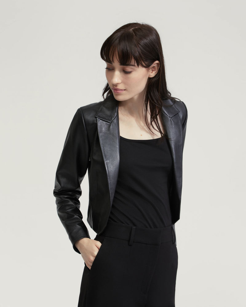TESSA NAPPA LEATHER CROP JACKET WOMENS SUITS JKTS COATS