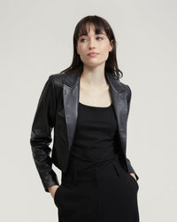 TESSA NAPPA LEATHER CROP JACKET WOMENS SUITS JKTS COATS