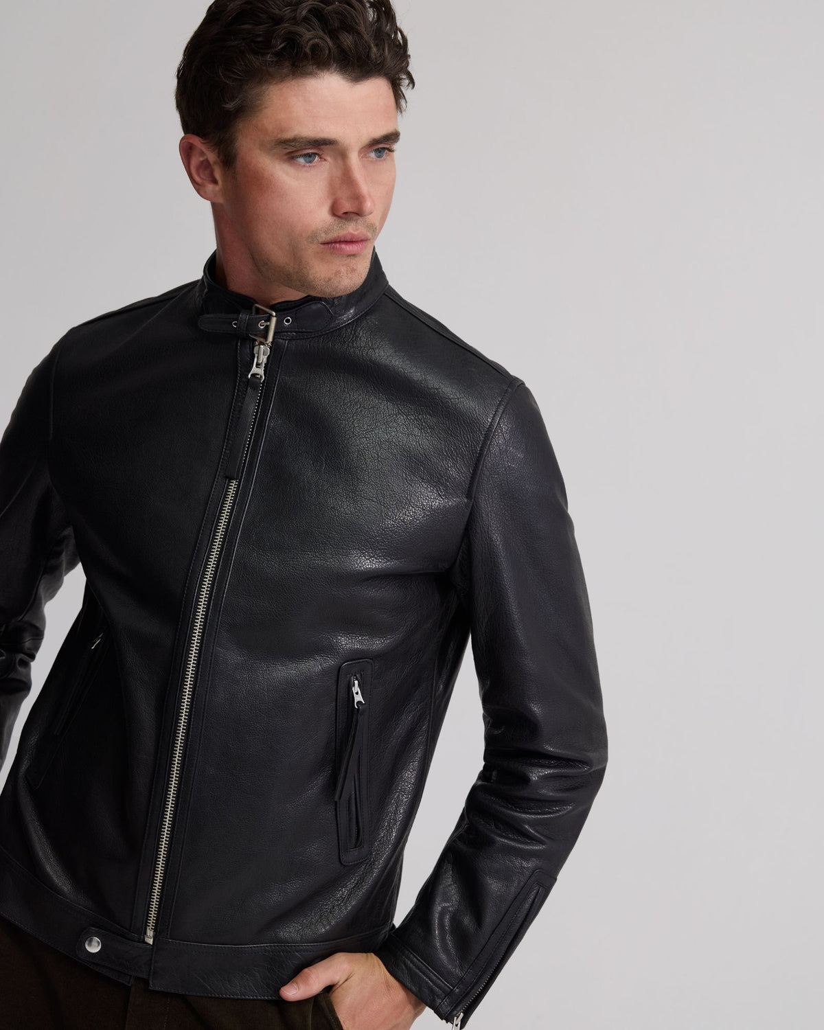 Biker Leather Jacket MENS JACKETS AND COATS
