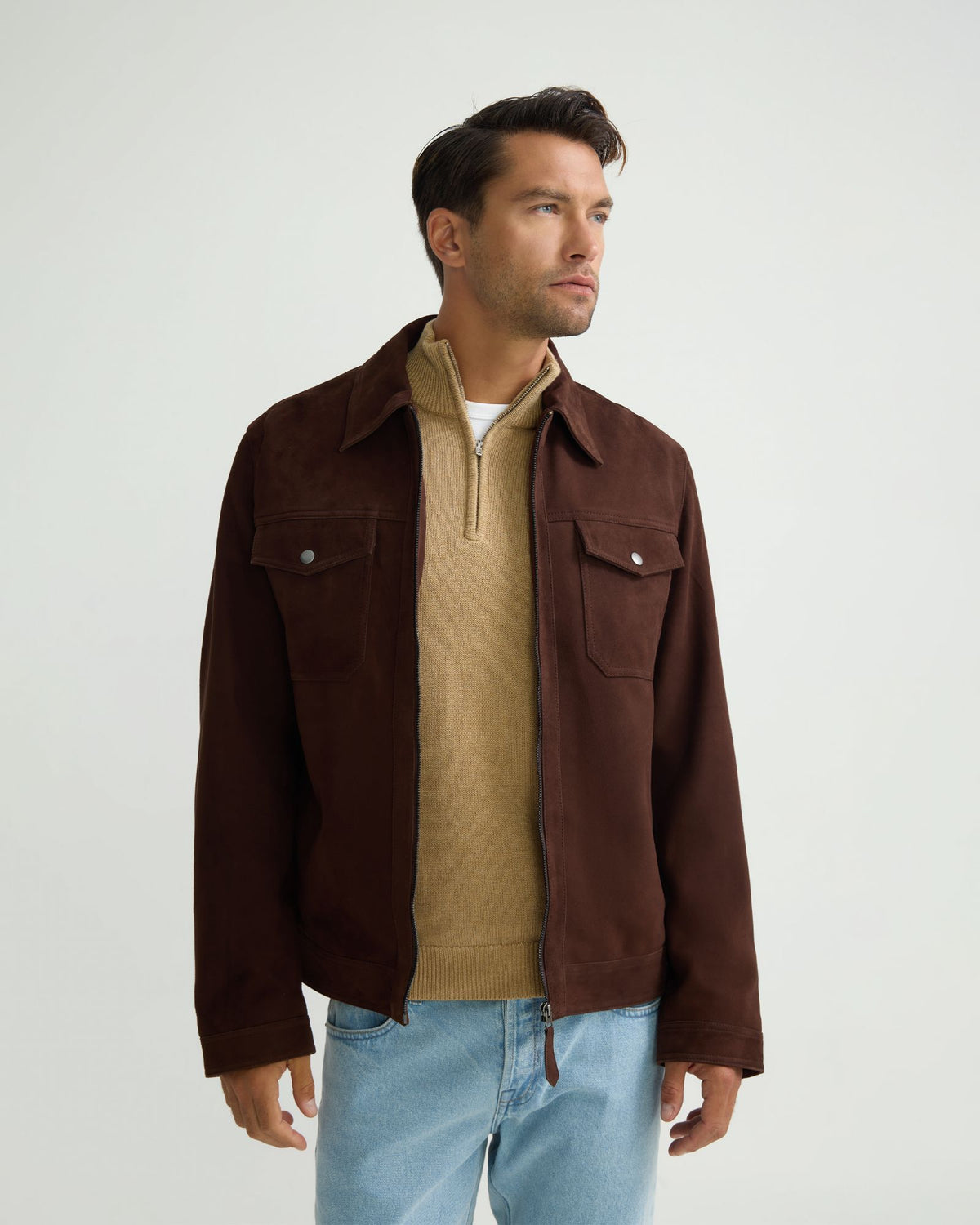 Suede Trucker Jacket MENS JACKETS AND COATS