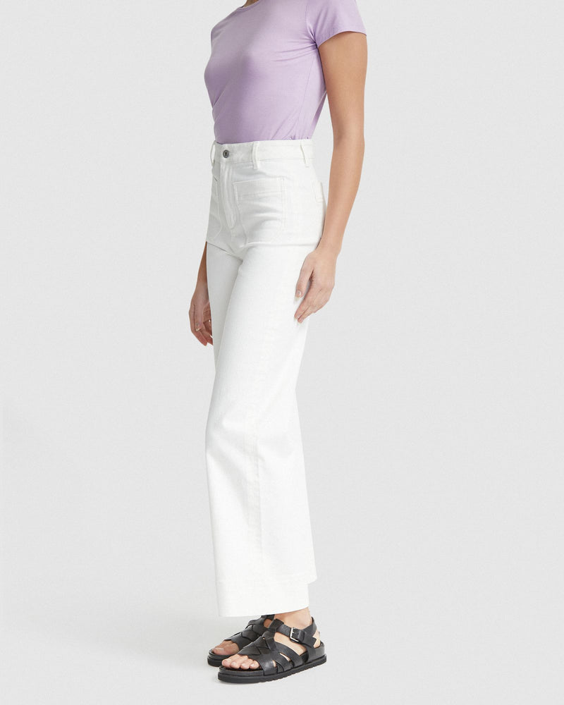 ALEXA PATCH POCKET WIDE LEG JEANS WOMENS PANTS