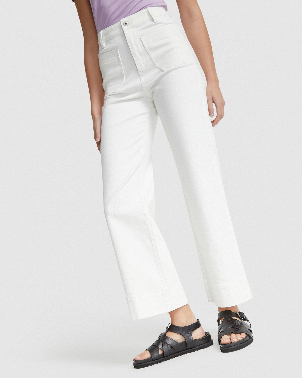 ALEXA PATCH POCKET WIDE LEG JEANS WOMENS PANTS