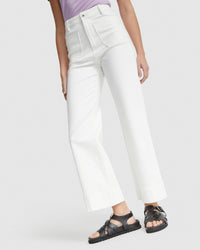 ALEXA PATCH POCKET WIDE LEG JEANS WOMENS PANTS