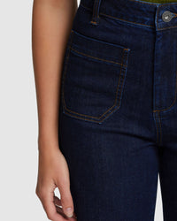 ALEXA PATCH POCKET WIDE LEG JEANS WOMENS PANTS