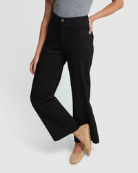 ALEXA PATCH POCKET WIDE LEG JEANS WOMENS PANTS