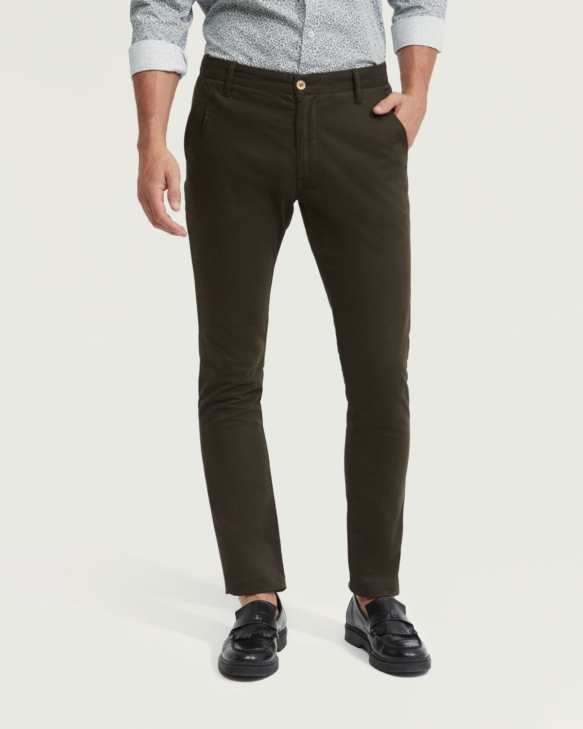 STRETCH SKINNY FIT ORGANIC COTTON CHINOS MENS TROUSERS