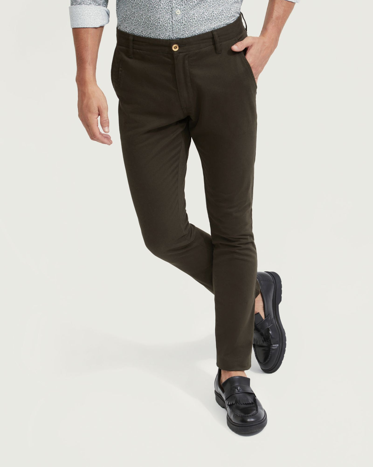 STRETCH SKINNY FIT ORGANIC COTTON CHINOS MENS TROUSERS