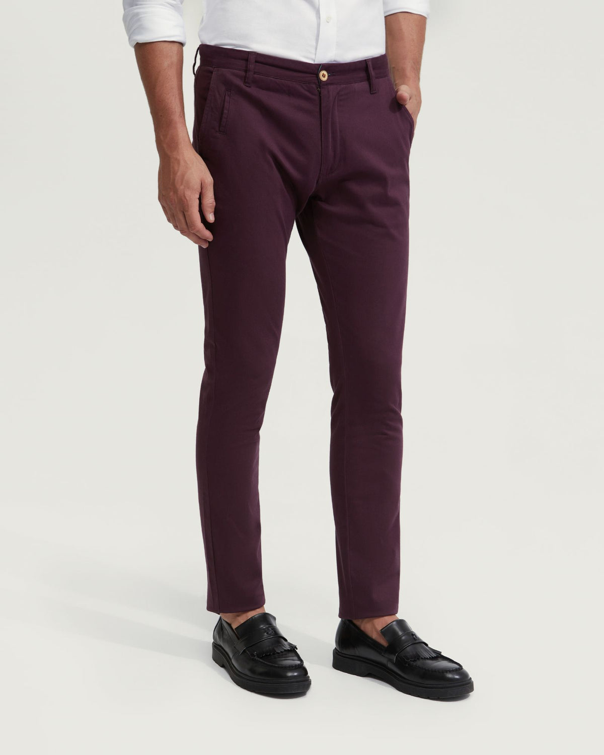 STRETCH SKINNY FIT ORGANIC COTTON CHINOS MENS TROUSERS