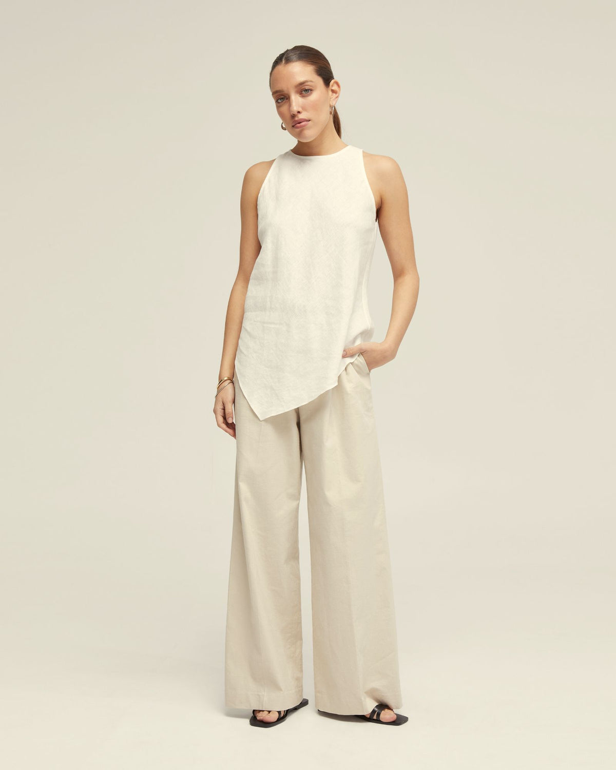 ELOUISE LINEN TOP WOMENS TOPS