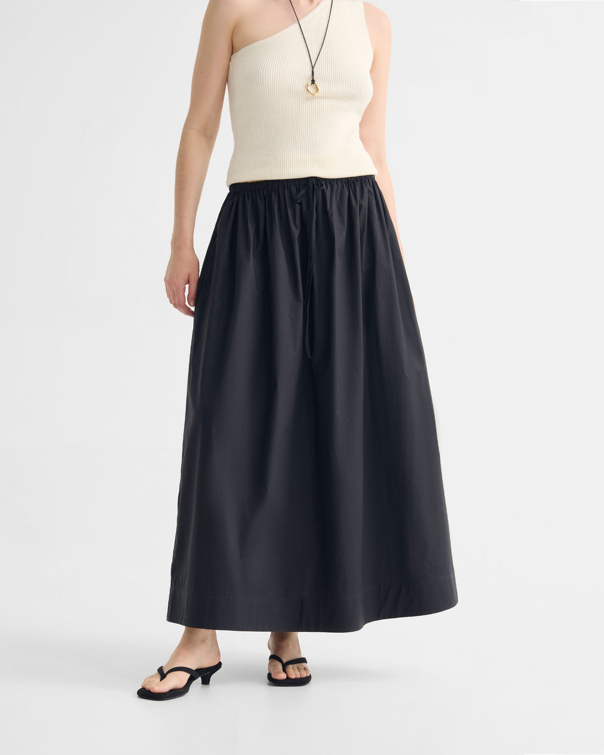 Olive Cotton Maxi Skirt WOMENS SKIRTS