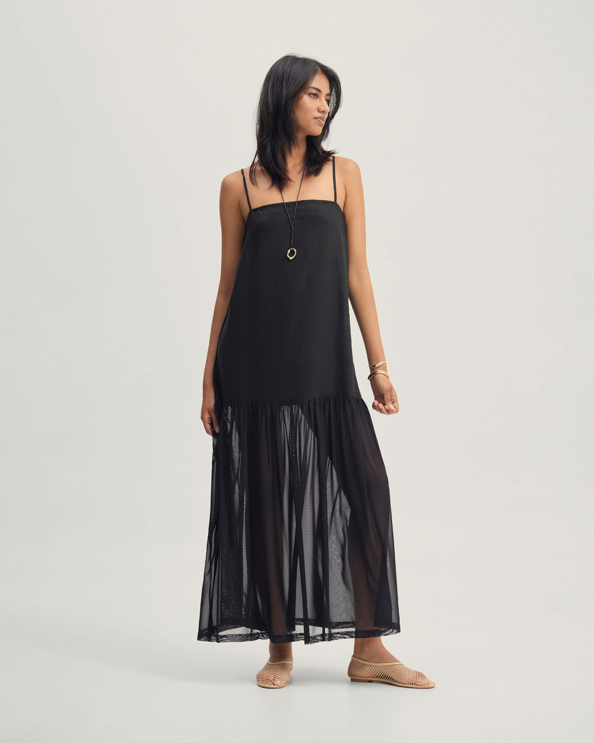 Kristel Linen And Mesh Dress WOMENS DRESSES