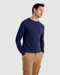MERINO CREW NECK KNITTED PULLOVER MENS KNITWEAR