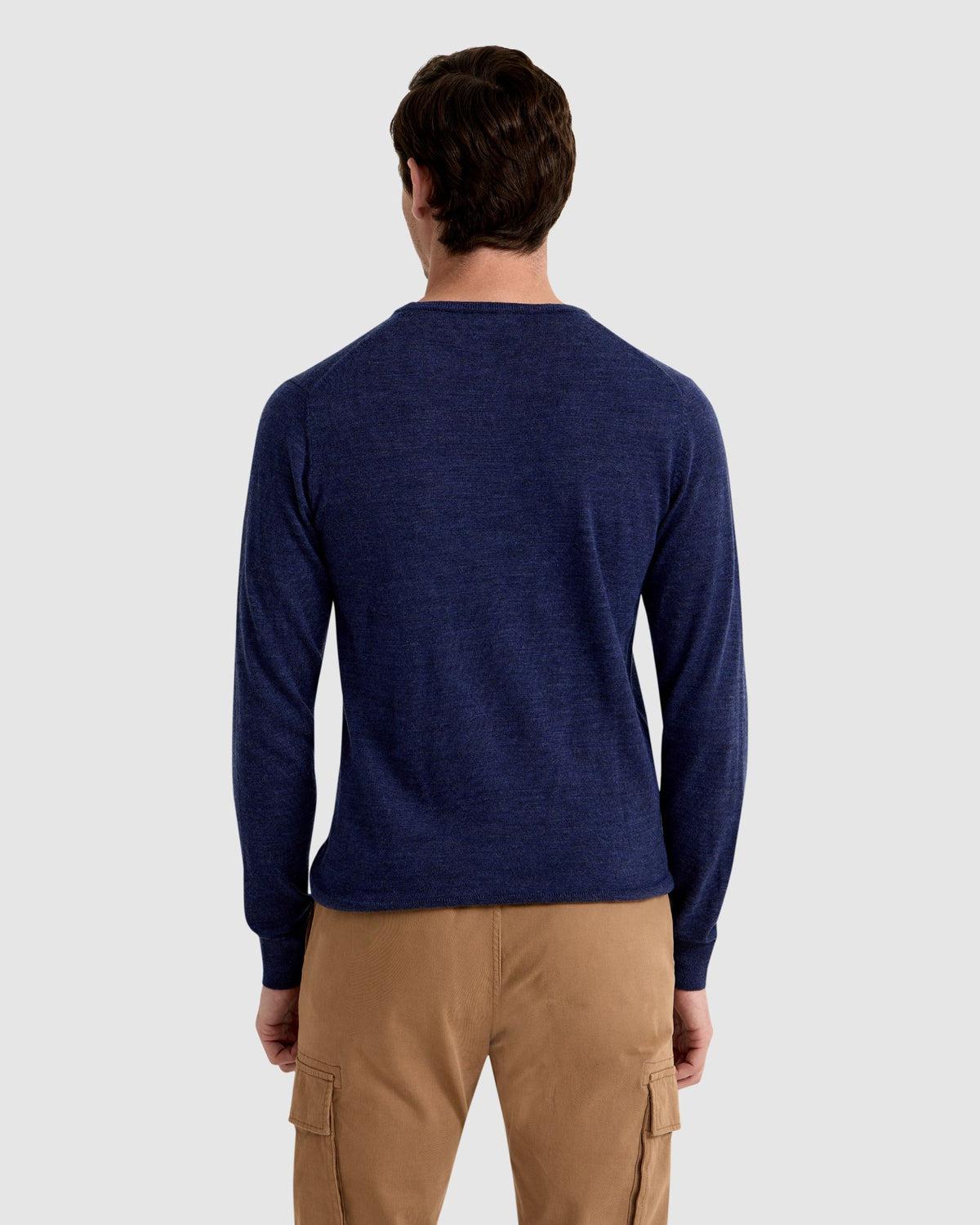 MERINO CREW NECK KNITTED PULLOVER MENS KNITWEAR