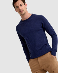 MERINO CREW NECK KNITTED PULLOVER MENS KNITWEAR