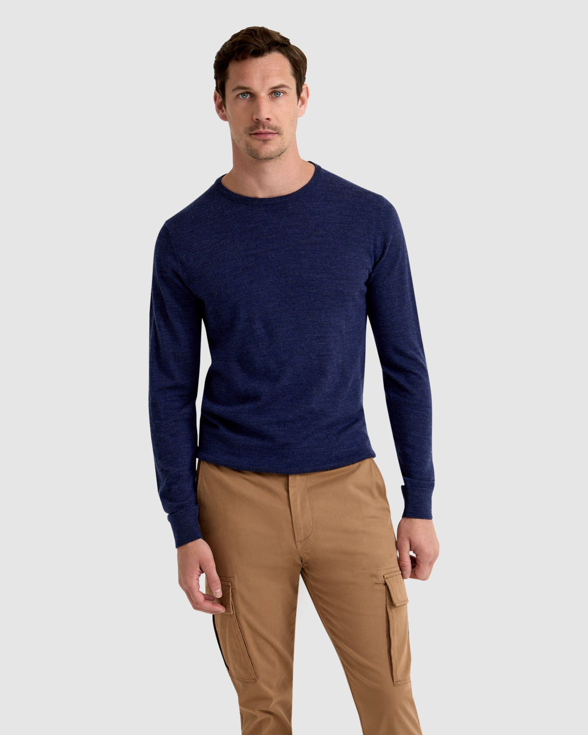 MERINO CREW NECK KNITTED PULLOVER MENS KNITWEAR
