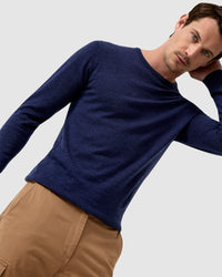 MERINO CREW NECK KNITTED PULLOVER MENS KNITWEAR