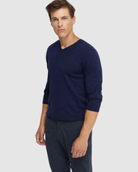 V-NECK PURE MERINO WOOL KNIT MENS KNITWEAR