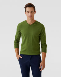 V-NECK PURE MERINO WOOL KNIT MENS KNITWEAR