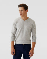 V-NECK PURE MERINO WOOL KNIT MENS KNITWEAR