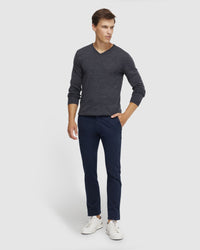V-NECK PURE MERINO WOOL KNIT MENS KNITWEAR