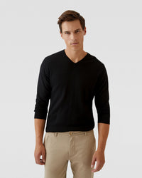 V-NECK PURE MERINO WOOL KNIT MENS KNITWEAR