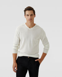 V-NECK PURE MERINO WOOL KNIT MENS KNITWEAR
