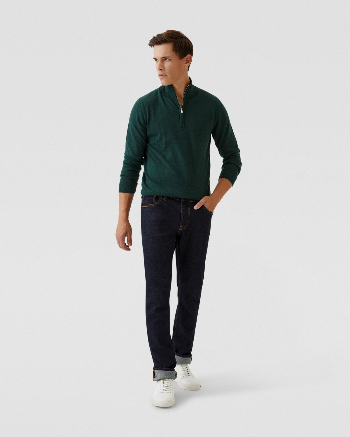 ZIP NECK MERINO WOOL KNIT MENS KNITWEAR