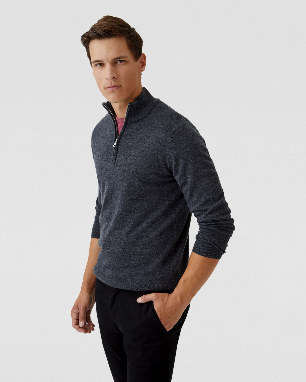 ZIP NECK MERINO WOOL KNIT MENS KNITWEAR