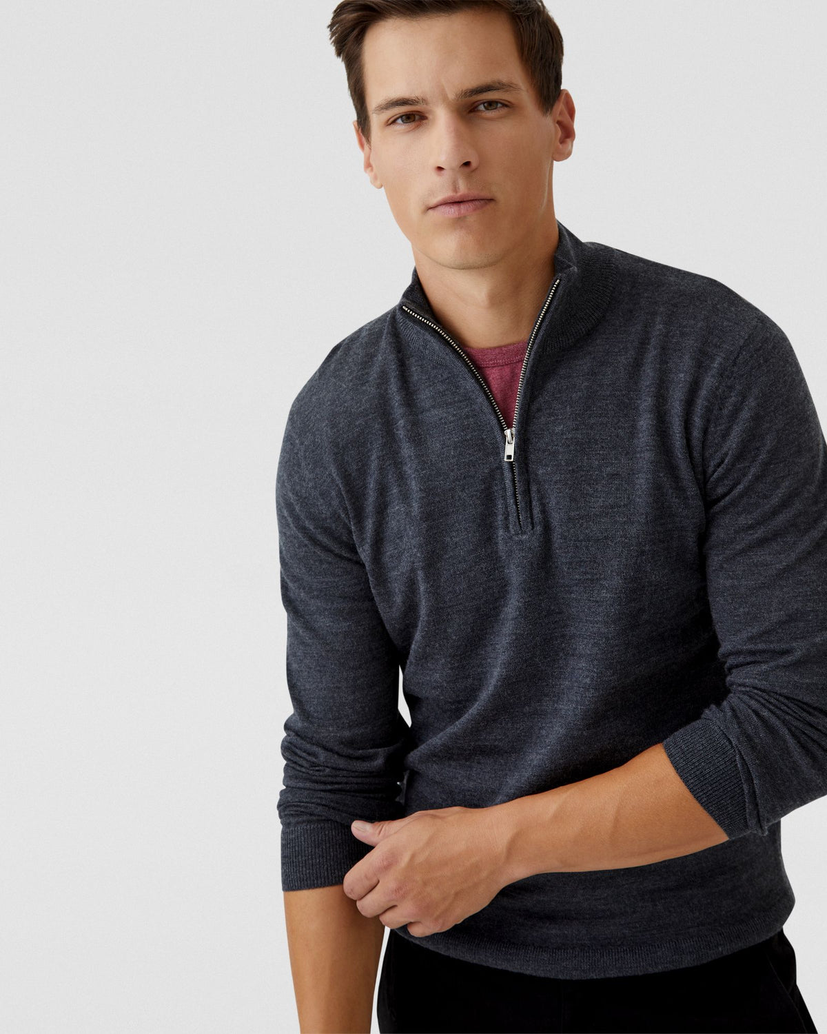 ZIP NECK MERINO WOOL KNIT MENS KNITWEAR