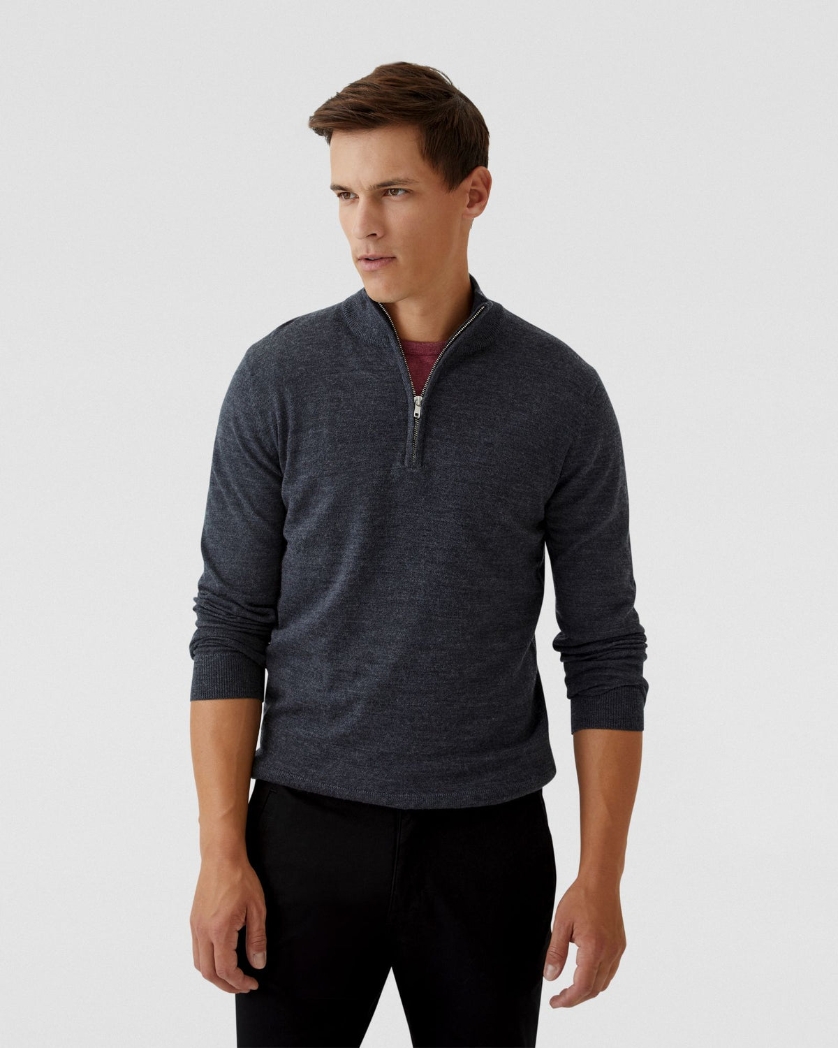 ZIP NECK MERINO WOOL KNIT MENS KNITWEAR