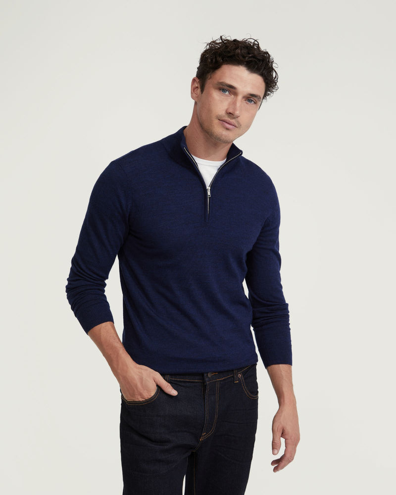 ZIP NECK MERINO WOOL KNIT MENS KNITWEAR
