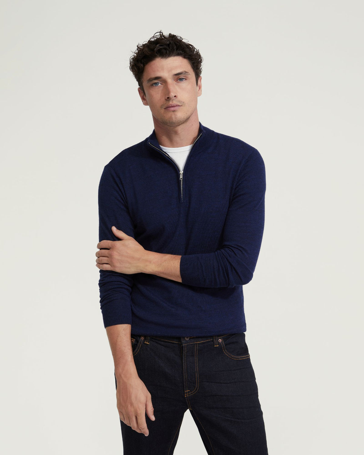 ZIP NECK MERINO WOOL KNIT MENS KNITWEAR