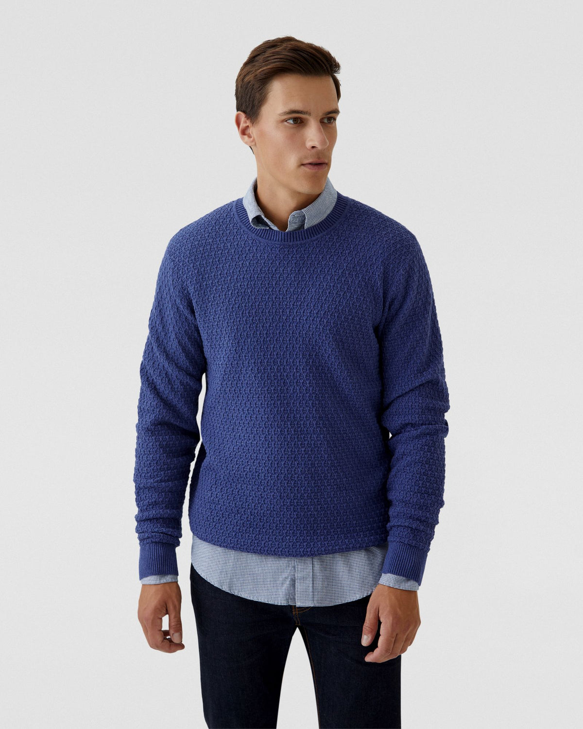 TOBY TEXTURED COTTON KNIT MENS KNITWEAR