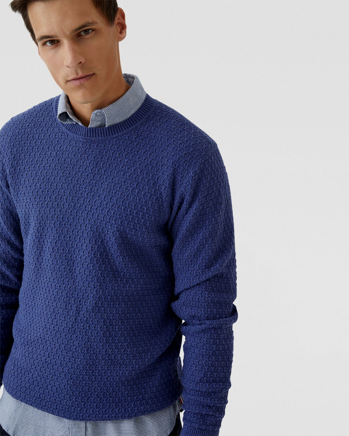 TOBY TEXTURED COTTON KNIT MENS KNITWEAR