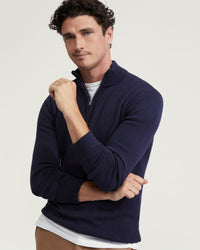 ROBERT ZIP NECK COTTON KNIT MENS KNITWEAR