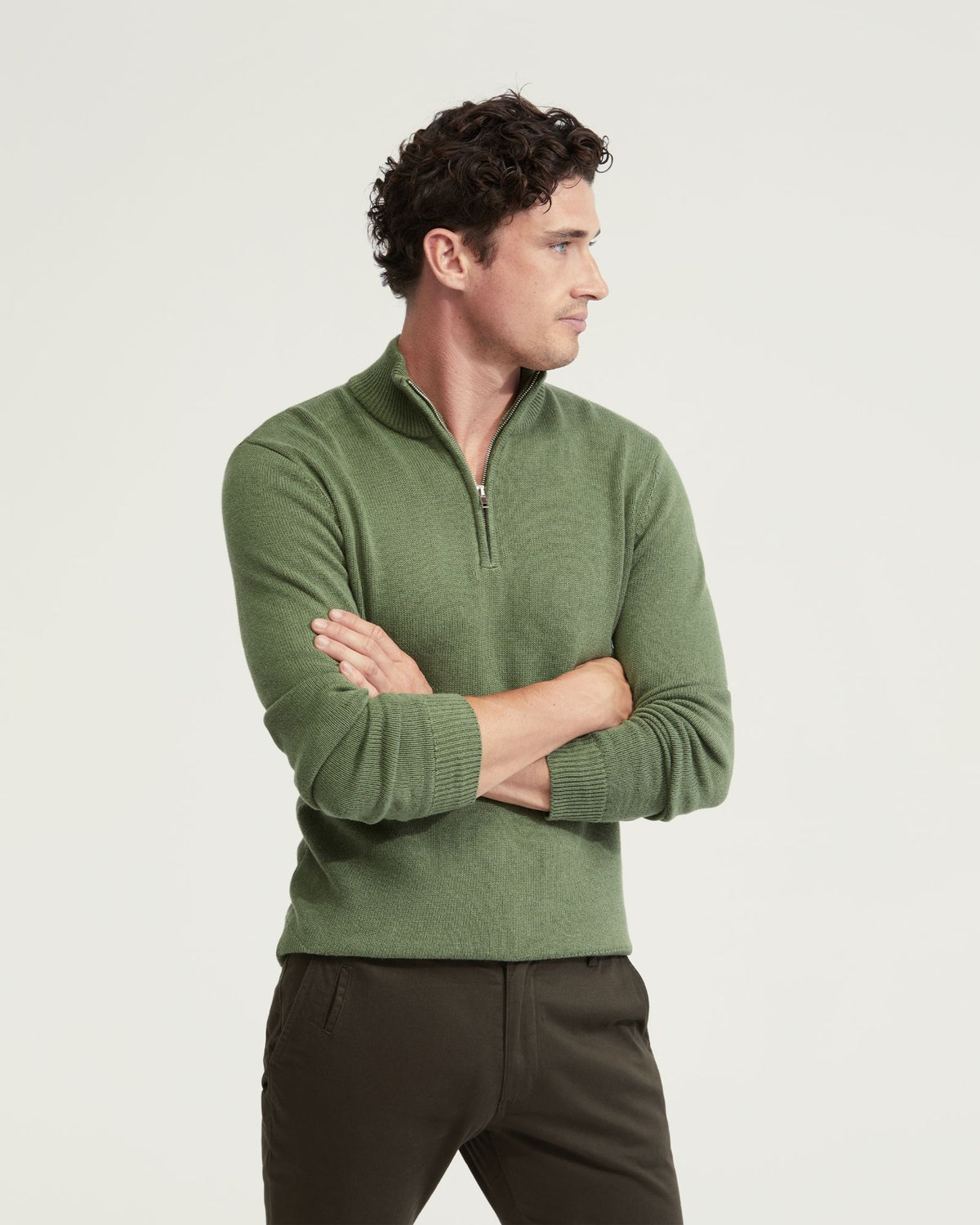 ROBERT ZIP NECK COTTON KNIT MENS KNITWEAR