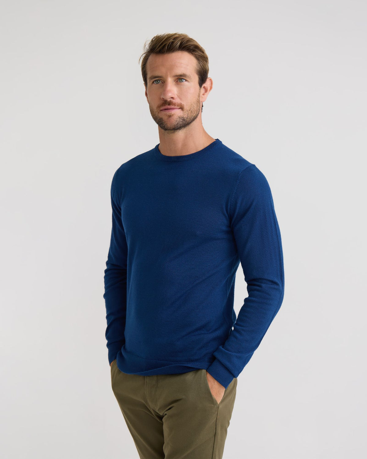 Crew Neck Pure Wool Pullover MENS KNITWEAR