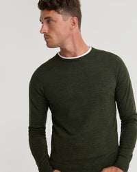 Crew Neck Pure Wool Pullover MENS KNITWEAR