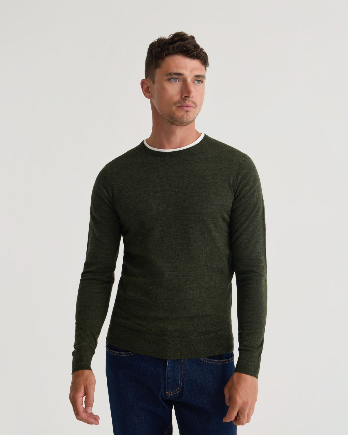 Crew Neck Pure Wool Pullover MENS KNITWEAR