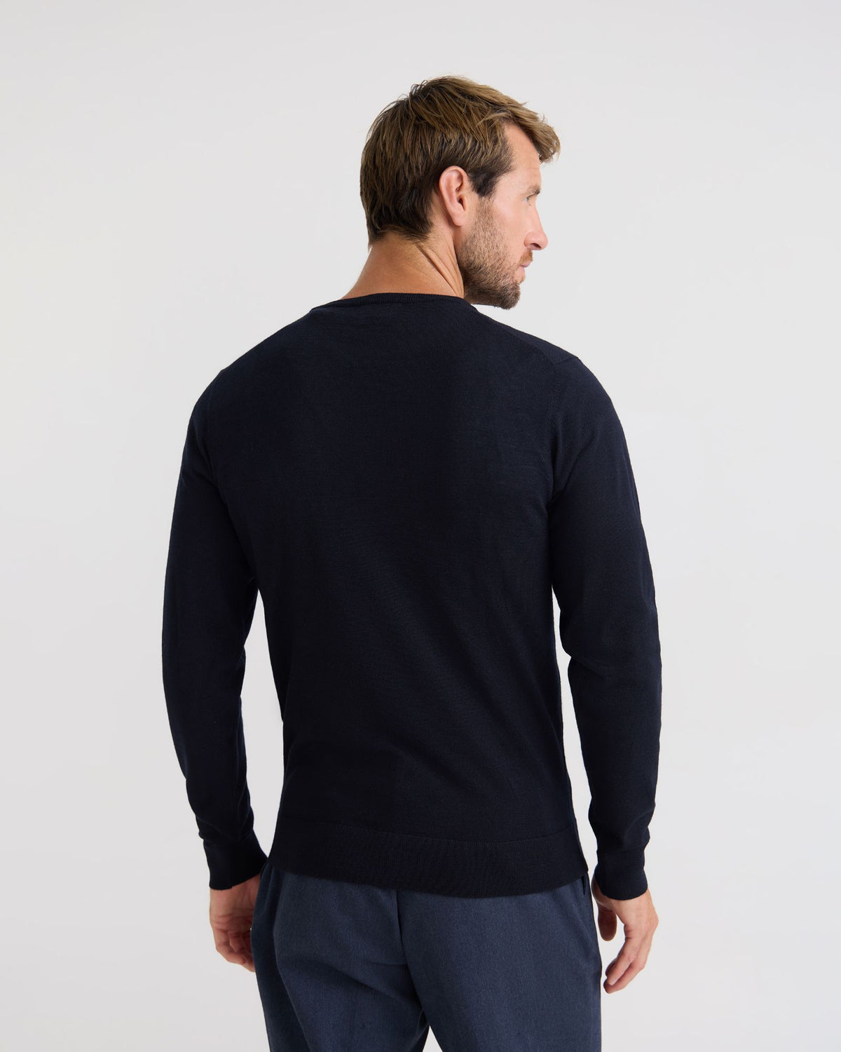 Crew Neck Pure Wool Pullover MENS KNITWEAR