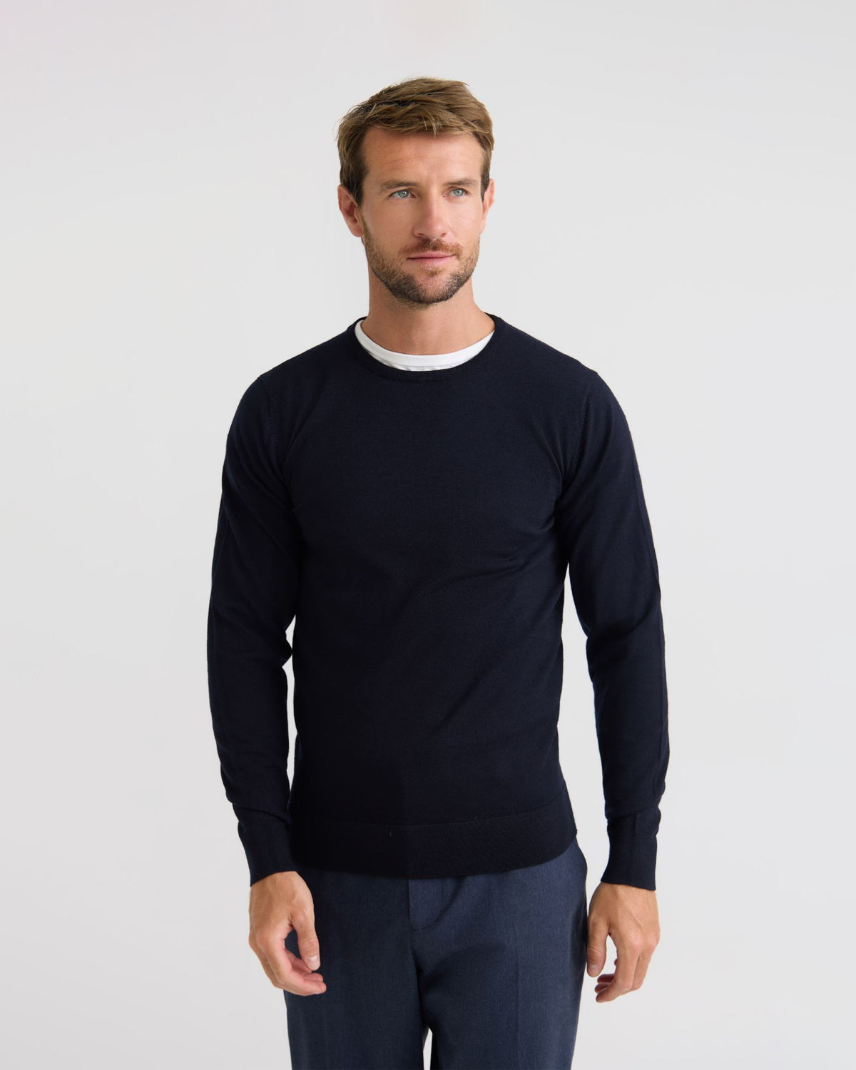 Crew Neck Pure Wool Pullover MENS KNITWEAR