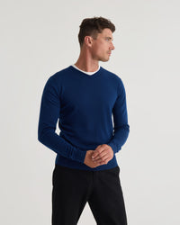 Basic V-Neck Pure Wool Pullover MENS KNITWEAR
