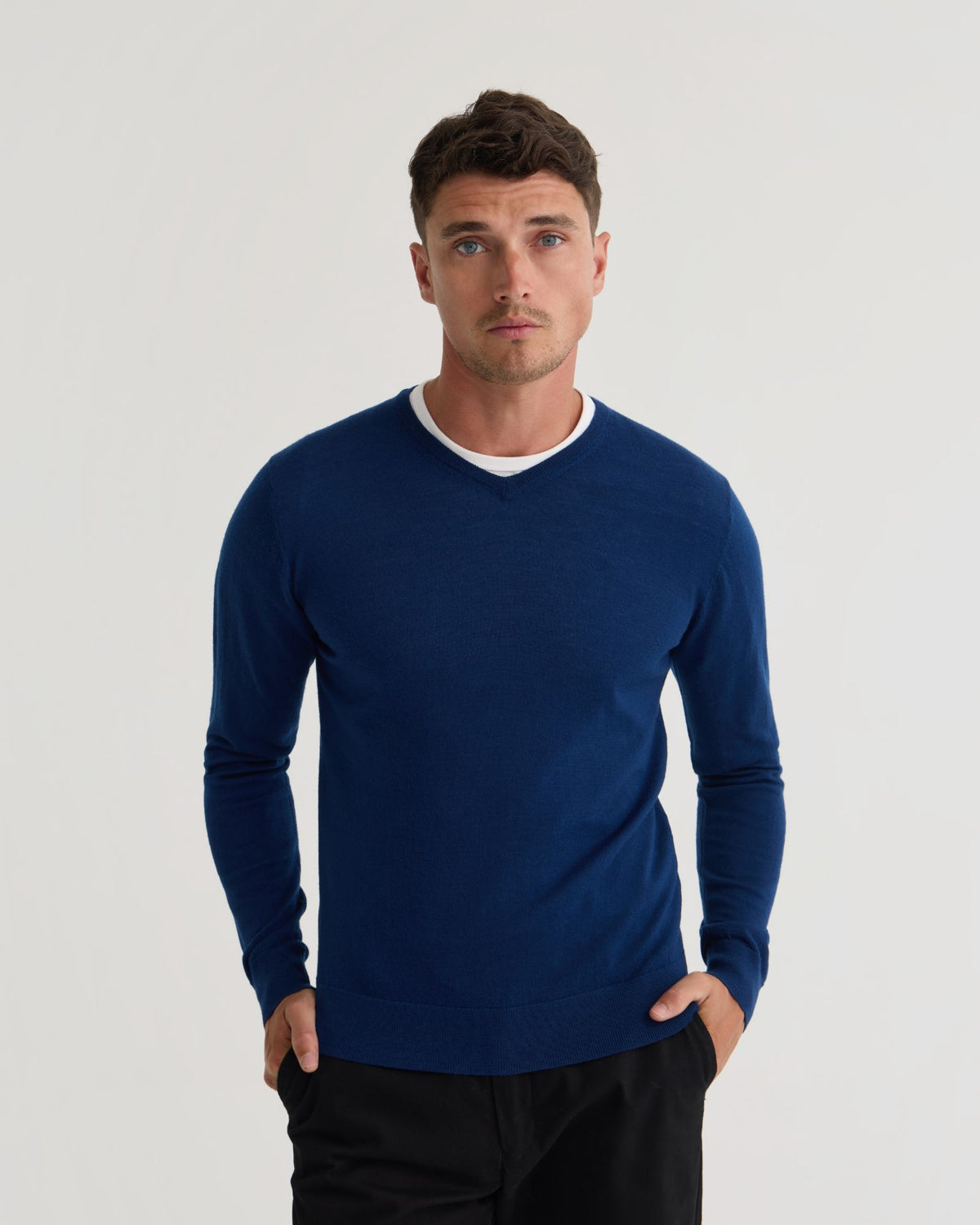 Basic V-Neck Pure Wool Pullover MENS KNITWEAR