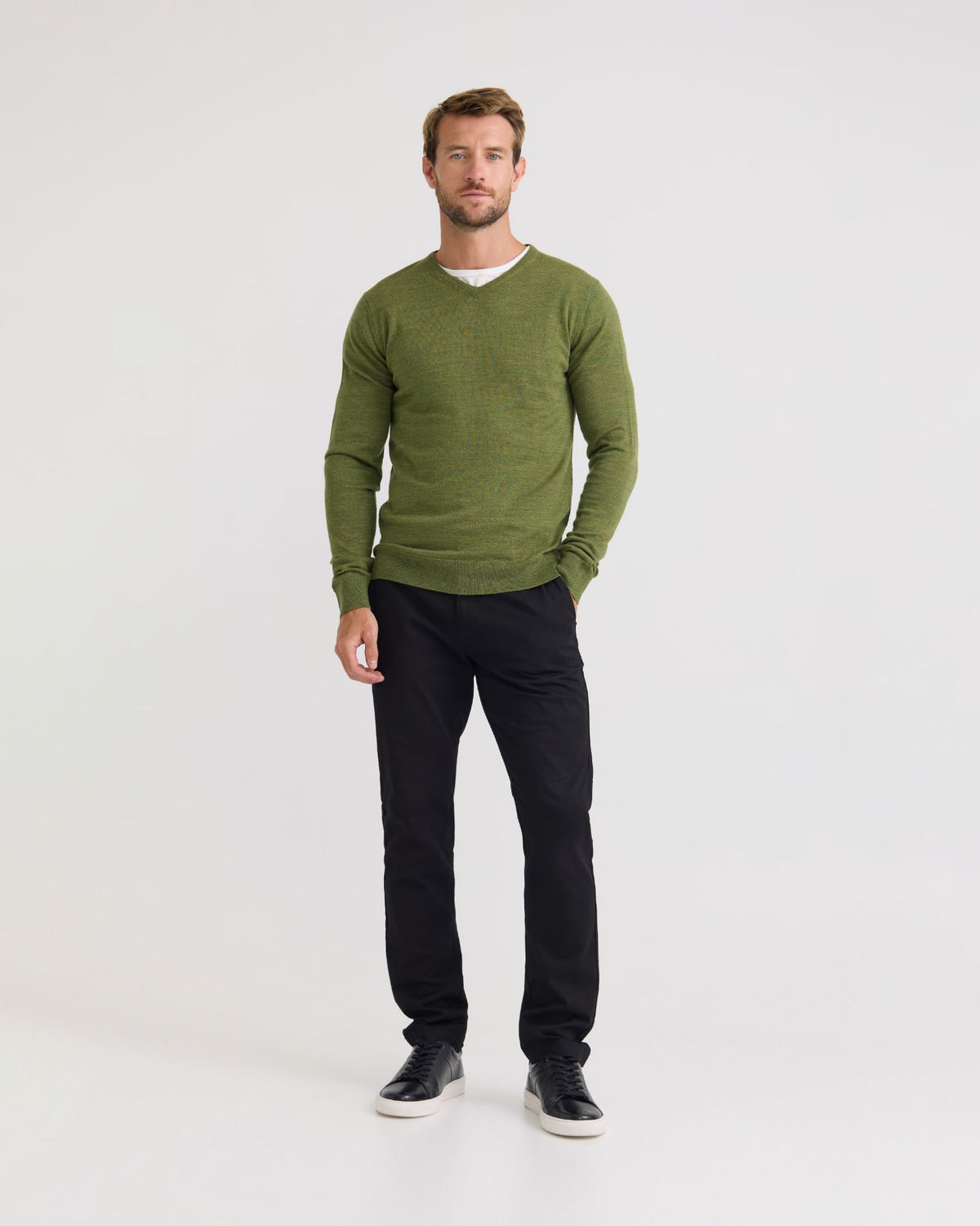 Basic V-Neck Pure Wool Pullover MENS KNITWEAR