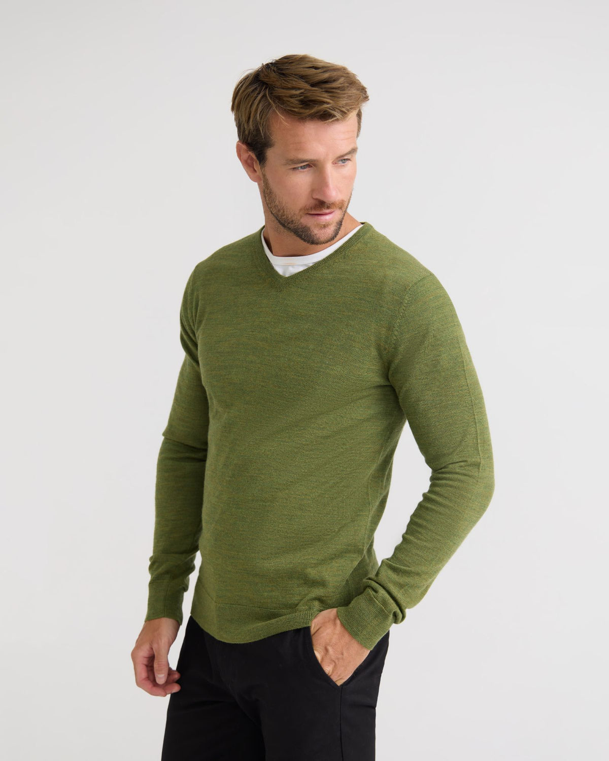 Basic V-Neck Pure Wool Pullover MENS KNITWEAR
