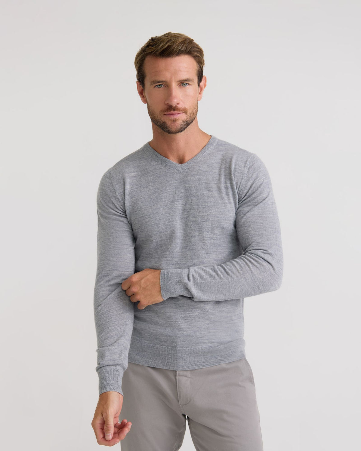 Basic V-Neck Pure Wool Pullover MENS KNITWEAR
