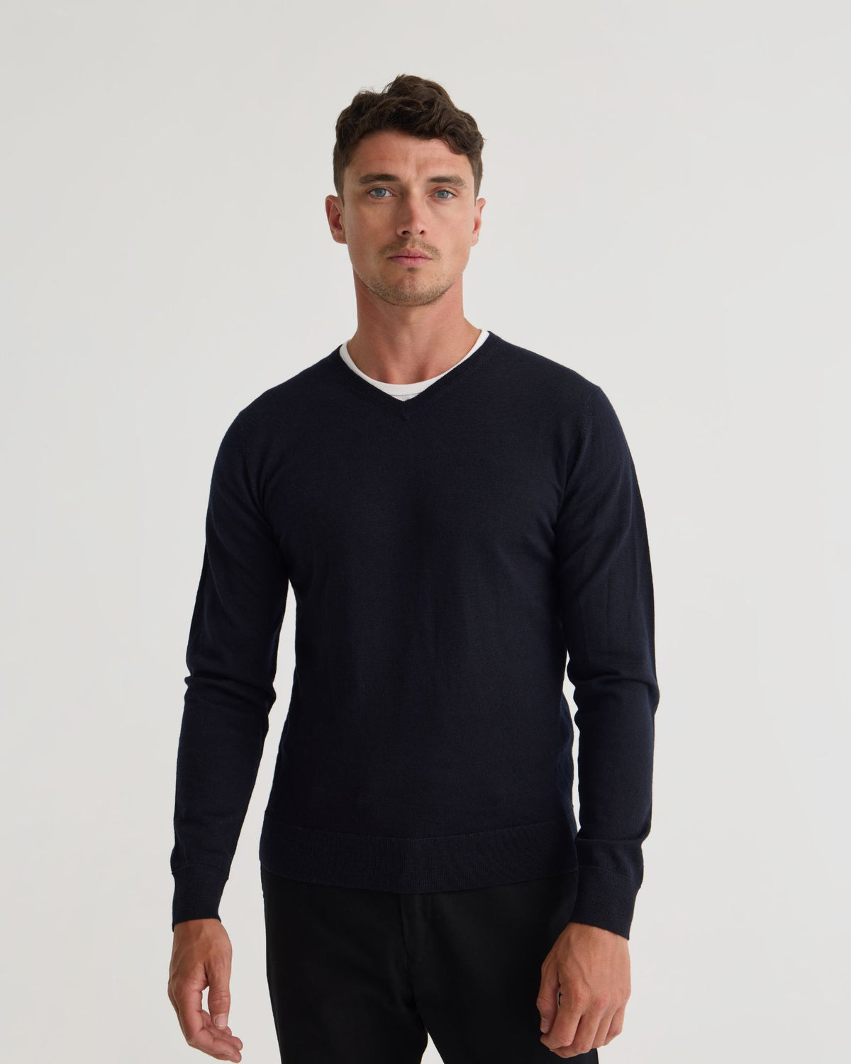 Basic V-Neck Pure Wool Pullover MENS KNITWEAR