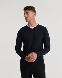 Basic V-Neck Pure Wool Pullover MENS KNITWEAR