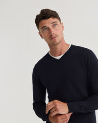 Basic V-Neck Pure Wool Pullover MENS KNITWEAR