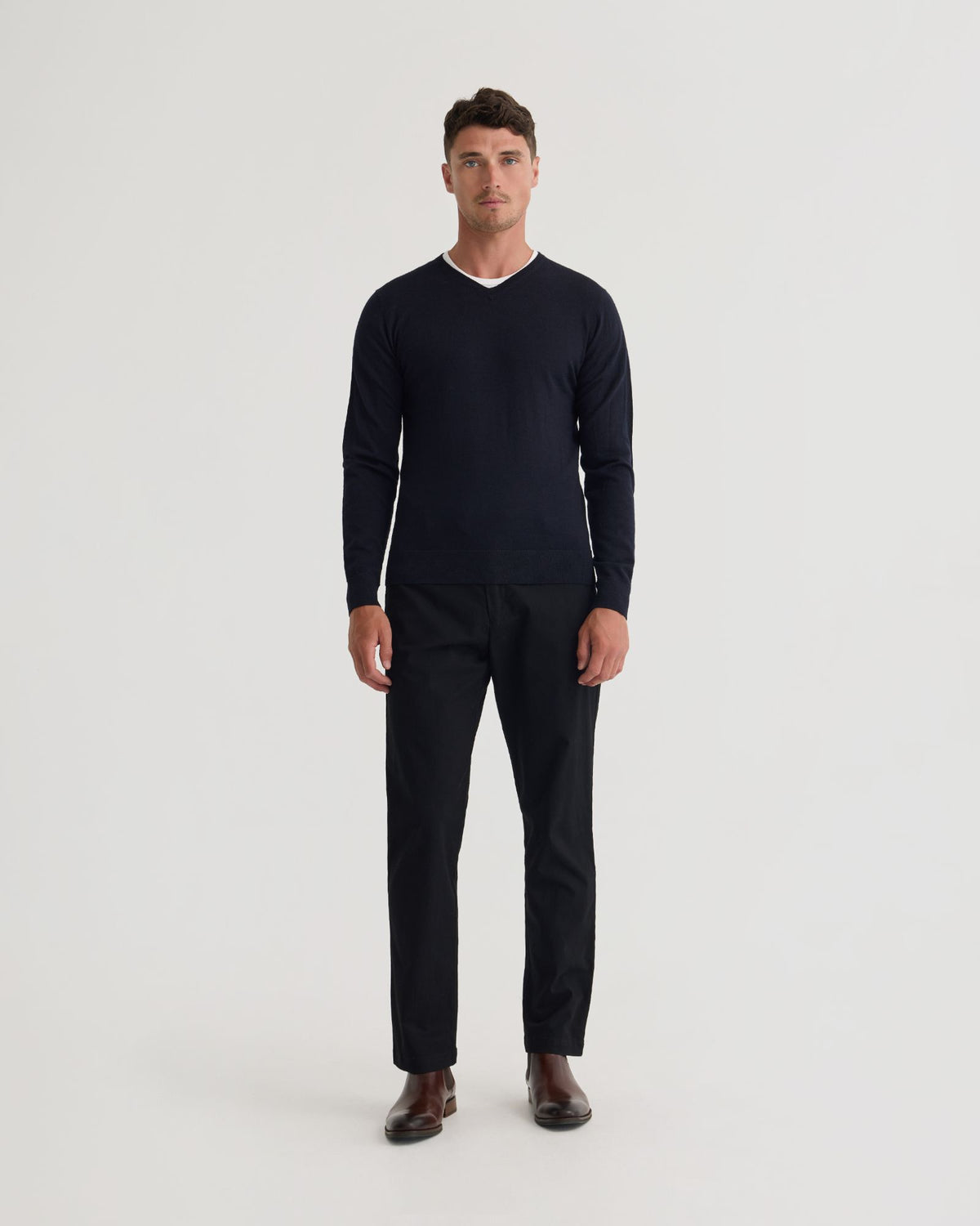 Basic V-Neck Pure Wool Pullover MENS KNITWEAR